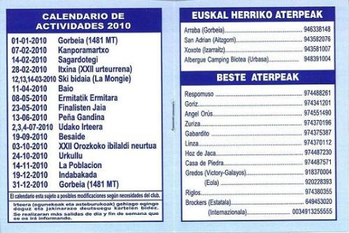 Calendario Actividades 2010