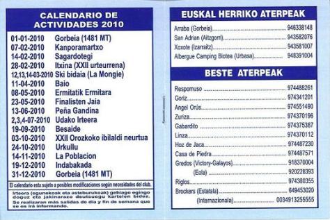 Calendario Actividades 2010